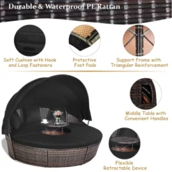 Costway Patio Rattan Daybed Cushioned Sofa Adjustable Table Top Canopy Black -VIDAXL Sale Store GUEST 015d70fc 7071 4bcc 9b1e 440188d88d9c