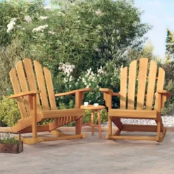 VidaXL Garden Adirondack Rocking Chair Set Of 2 Natural Teak - 2