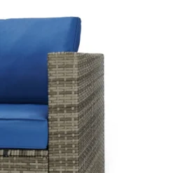 4pc Wicker Patio Sectional Seating Set - Blue - EDYO LIVING -VIDAXL Sale Store GUEST 02ff0c4f 3665 4b06 89cc 5cae43af33f9