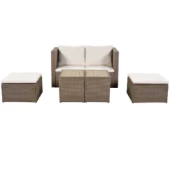 Outdoor Patio 6-Piece PE Wicker Sectional Sofa With 2 Coffee Tables, Brown Wicker + Beige Cushions - ModernLuxe 17 Outdoor Patio 6-Piece PE Wicker Sectional Sofa With 2 Coffee Tables, Brown Wicker + Beige Cushions - ModernLuxe -VIDAXL Sale Store GUEST 03ad4624 a7a1 477b a349 99686a772ddb
