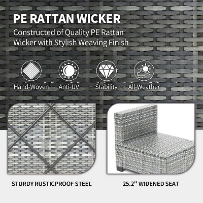 Garvee 7-Piece Patio Furniture Set, Rattan Wicker Sectional With Cushions, Modular Conversation Couch Set For Porch, Garden, Or Deck 5 Garvee 7-Piece Patio Furniture Set, Rattan Wicker Sectional With Cushions, Modular Conversation Couch Set For Porch, Garden, Or Deck - Image 5