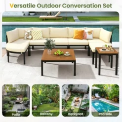 9-Piece Modern Outdoor Sectional Sofa Set, Patio Conversation Set With Cushions & Coffee Table For Backyard, Garden & Deck - HABITRIO -VIDAXL Sale Store GUEST 04288916 4c54 48cd 9f40 494367c2a6fb