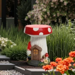 LuxenHome Outdoor Side Table, 17" Gnome Mushroom Cement Patio End Table,Indoor And Outdoor Sculpture Accent Side Table,Garden Decor Stool White -VIDAXL Sale Store GUEST 0454fee4 0b7e 41c4 8f24 12ec9e05a4f7