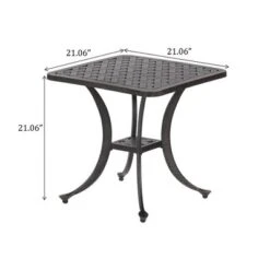 NicBex Modern 21" Square Outdoor Side End Table With Storage,Patio Aluminum Outdoor Patio Coffee Table For Garden,Poolside