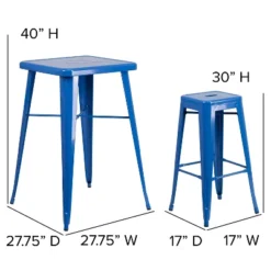 Flash Furniture Commercial Grade 23.75" Square Metal Indoor-Outdoor Bar Table Set With 2 Square Seat Backless Stools -VIDAXL Sale Store GUEST 05323e47 30ea 42c0 ac4a 312a00ce29d1