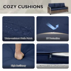 EAGLE PEAK Wicker Patio Conversation Set, 2 Chairs, 3-Seat Loveseat And 2 Ottomans, 5 Pieces -VIDAXL Sale Store GUEST 0665f6b0 c2c6 487a b95c 0e502609ea16