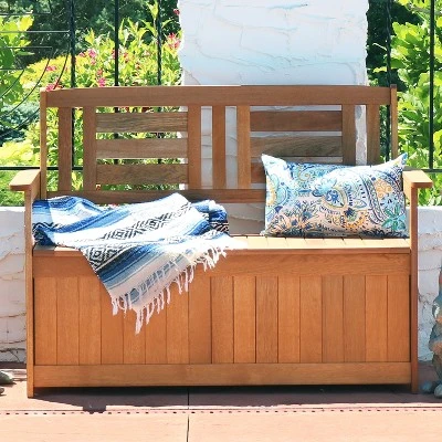 Sunnydaze Decor Sunnydaze Outdoor Meranti Wood With Teak Oil Finish 2-Person Garden Storage Bench Seat - 47" - Brown 8 Sunnydaze Decor Sunnydaze Outdoor Meranti Wood With Teak Oil Finish 2-Person Garden Storage Bench Seat - 47" - Brown - Image 8