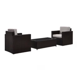 Palm Harbor 3pc All-Weather Wicker Patio Seating Set - Gray Cushions - Crosley -VIDAXL Sale Store GUEST 06d0c209 0a87 48cc 8554 147631a9c331