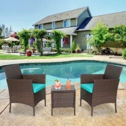 FDW 3-Piece Outdoor Wicker Conversation Bistro Set Rattan Wicker Patio Furniture Set With Cushions And Tempered Glass Table -VIDAXL Sale Store GUEST 06f52f38 0b84 4001 83c9 dbd8a869b4ec