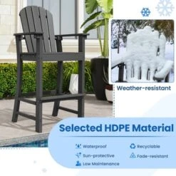 Tangkula 2PCS Outdoor HDPE Bar Stool Tall Adirondack Chair With Armrests And Footrest 30 Inches Counter Height Bar Stool -VIDAXL Sale Store GUEST 07446de9 ba2b 4161 aa9e 886f642c2903