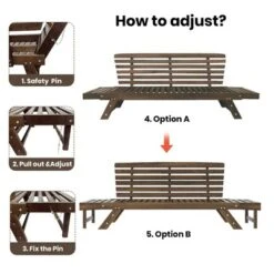 SKRAN Outdoor Adjustable Patio Wooden Daybed Sofa Chaise Lounge With Cushions For Small Places, Brown Finish+Beige Cushion -VIDAXL Sale Store GUEST 0748debd 30d1 41da b04e 112d2d70b0e5