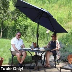 Sunnydaze Decor Sunnydaze Square Cast Aluminum Outdoor Patio Dining Table With Umbrella Hole, Black -VIDAXL Sale Store GUEST 083264e7 a571 4c46 95fa ba6480658e24