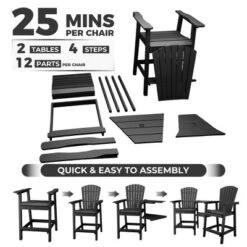 Outdoor Recycled Poly Adirondack Barstools With Connecting Tray, Patio High Adirondack Chairs -VIDAXL Sale Store GUEST 0890d02a 366e 4463 a4ac 17a09b243caa