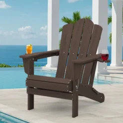 HYLEORY HDPE Folding Adirondack Chair With 2 Cup Holder - Composite Adirondack Chair -VIDAXL Sale Store GUEST 089d70e1 bfe5 4733 9ced 01ce532ba4fd