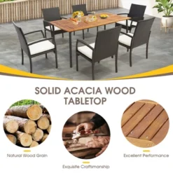 Costway Patio Rectangular Acacia Wood Dining Table With 1.9''Umbrella Hole Indoor&Outdoor -VIDAXL Sale Store GUEST 08e5dfaf 07af 4ca5 9987 86df13e3ee3e