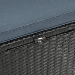 6pc Wicker Patio Conversation Set With Glass Table Ottomans & Cushions - Black/Dark Gray - GODEER -VIDAXL Sale Store GUEST 09775bfa 55e4 4c5c 8faf f6e2a481326e