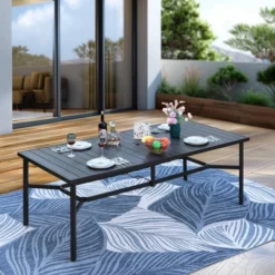 Captiva Designs 9pc Outdoor Dining Rectangle Steel Table And Thick Cushion Swivel Wicker Chairs -VIDAXL Sale Store GUEST 099565cb d2a1 416d aa9a cc5f6bfe370e