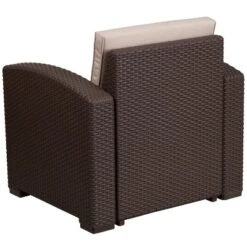 Flash Furniture Chocolate Brown Faux Rattan Chair With All-Weather Beige Cushion -VIDAXL Sale Store GUEST 099d2a0c f364 43a6 ab5f c0f518ce82cf