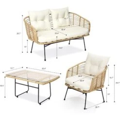 ODK 4 Pieces Outdoor Wicker Patio Conversation Bistro Set, All-Weather Rattan Patio Furniture Set, Outdoor Sectional Sofa For Balcony, Backyard, Deck -VIDAXL Sale Store GUEST 09dfa9a5 4d9a 41d0 8b4d a32ef6f2deae