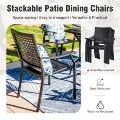 Captiva Designs 7pc Patio Dining Set With Slat-top Rectangle Steel Table & Metal Chairs -VIDAXL Sale Store GUEST 0a79a13c bd7b 4514 9f56 cd76bdf8da2d