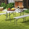 Tangkula 3 PCS Folding Picnic Table Set W/ 6 Ft Table & 2 Benches HDPE Tabletop Bench Top Coffee -VIDAXL Sale Store GUEST 0ad614d0 72bb 4bb1 8deb be43d12ba00f
