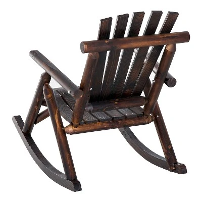Outsunny Wooden Rustic Rocking Chair, Indoor Outdoor Adirondack Log Rocker With Slatted Design For Patio, Lawn 6 Outsunny Wooden Rustic Rocking Chair, Indoor Outdoor Adirondack Log Rocker With Slatted Design For Patio, Lawn - Image 6