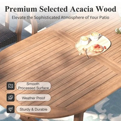 Captiva Designs 1pc Outdoor Patio Acacia Wood Dining Table With 1.96" Umbrella Hole 12 Captiva Designs 1pc Outdoor Patio Acacia Wood Dining Table With 1.96" Umbrella Hole - Image 12