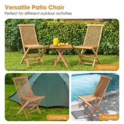 Costway 2 PCS Patio Folding Chair Teak High Back Dining Slatted Seat Portable Outdoor -VIDAXL Sale Store GUEST 0cbc7e53 57bc 49f0 a08e e62db7dc65f6
