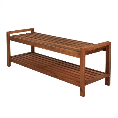 Blane 3-Seat Mid-Century Modern Acacia Wood Slat Outdoor Garden Patio Bench - JONATHAN Y 7 Blane 3-Seat Mid-Century Modern Acacia Wood Slat Outdoor Garden Patio Bench - JONATHAN Y - Image 7