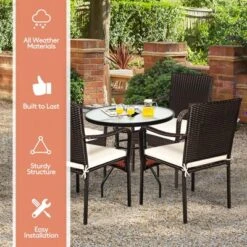 Tangkula 4 PCS Stackable Rattan Chairs Outdoor Dining Chairs W/Cushion For Porch Yard Garden -VIDAXL Sale Store GUEST 0cfdd7c0 703f 451c a282 608670cd624b