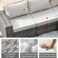 Marlton 9pc Wicker Outdoor Patio Furniture Set Conversation Sofa Sectional With Swivel Chairs And Cushions -VIDAXL Sale Store GUEST 0daf745d 604f 4ac4 8815 a241263cd044