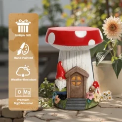 LuxenHome Outdoor Side Table, 17" Gnome Mushroom Cement Patio End Table,Indoor And Outdoor Sculpture Accent Side Table,Garden Decor Stool White -VIDAXL Sale Store GUEST 0e621fd8 106c 44d3 8210 2180ea18dc08