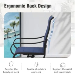 Captiva Designs 8pc Patio Dining Set With Rectangular Steel Table & Padded Sling Swivel Chairs & Market Umbrella -VIDAXL Sale Store GUEST 0ed9973e 9e29 4d97 843e cde7f21e3418