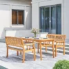 Kapalua 3pc Honey Nautical Wooden Patio Dining Set With 2 Benches - Vifah -VIDAXL Sale Store GUEST 0f108f2d eef7 49d2 9db0 1355ee6b0566