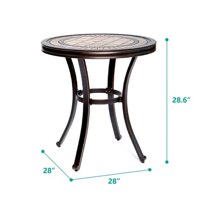 Tile Top Round Outdoor Table - Bronze - WELLFOR 5 Tile Top Round Outdoor Table - Bronze - WELLFOR - Image 5