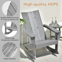 Costway Patio Adirondack Rocking Chair All Weather HDPE Porch Rocker 330lbs Grey Outdoor -VIDAXL Sale Store GUEST 0fdd3095 e344 43c3 9537 c187bfcd345e