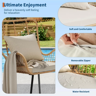 Set Of 2 All-Weather Wicker Patio Chairs, Outdoor Rattan Dining Chairs With Thick Cushions & High Backrest For Porch, Balcony, Garden, Brown 1 Set Of 2 All-Weather Wicker Patio Chairs, Outdoor Rattan Dining Chairs With Thick Cushions & High Backrest For Porch, Balcony, Garden, Brown