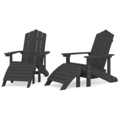 VidaXL Adirondack Chair Outdoor Lawn Adirondack Chair With Footstool HDPE - Anthracite 2x Armchair + 2x Footrest -VIDAXL Sale Store GUEST 10c5243f c735 4093 aad2 5b8b8d544825