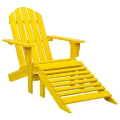 VidaXL Adirondack Chair Patio Adirondack Chair With Ottoman Solid Wood Fir - Yellow