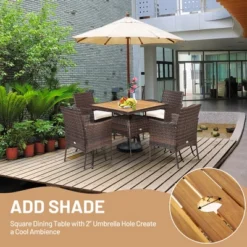 Costway 5PCS Patio Rattan Dining Furniture Set Arm Chair Wooden Table Top -VIDAXL Sale Store GUEST 1120e203 0292 45e0 8596 f572b7176da4