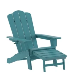 Emma And Oliver Adirondack Chair With Cup Holder And Pull Out Ottoman, All-Weather HDPE Indoor/Outdoor Lounge Chair -VIDAXL Sale Store GUEST 1221b3c2 b3a1 4964 b570 643d1e018f1d