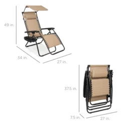 Best Choice Products Folding Zero Gravity Recliner Patio Lounge Chair W/ Canopy Shade, Headrest, Tray -VIDAXL Sale Store GUEST 1259cfd0 55f5 4f09 a9d2 91386344f750