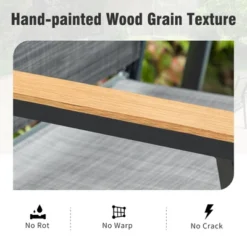 Captiva Designs 5pc Patio Dining Set Steel Frame Table With Umbrella Hole & Gray Textilene Chairs With Wood-like Armrests -VIDAXL Sale Store GUEST 13af2148 96ca 4f3c b3bc c43051c51837