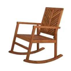 Ned Modern Chevron-Back Acacia Wood Patio Outdoor Rocking Chair - JONATHAN Y -VIDAXL Sale Store GUEST 1484d70e cd4c 4d19 b369 a8fc50d271ea