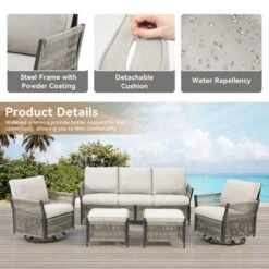 Buenhomino 5-Piece Patio Set – Sofa, 2 Swivel Chairs & 2 Ottomans, UV-Resistant Resin Wicker With Powder-Coated Steel Frame 16 Buenhomino 5-Piece Patio Set – Sofa, 2 Swivel Chairs & 2 Ottomans, UV-Resistant Resin Wicker With Powder-Coated Steel Frame -VIDAXL Sale Store GUEST 152e7d12 89b6 4682 9583 5a7792be4c3e