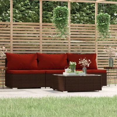 VidaXL Garden Lounge Set Brown PE Rattan Medium Modular 1 VidaXL Garden Lounge Set Brown PE Rattan Medium Modular