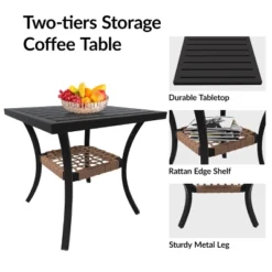 ODK 3 Piece Patio Furniture Set,Wicker Outdoor Indoor Conversation Set With Soft Thick Cushions And 2-Tier Coffee Table For Garden, Poolside -VIDAXL Sale Store GUEST 163ed157 b639 46d8 b28c 8b693751b4f2