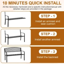 FDW Garden Bench 50 Inch Park Bench Metal Outdoor Benches Weather-Resistant For Lawn Yard Porch Work Entryway, Black -VIDAXL Sale Store GUEST 165034a4 7347 478c 92d0 9f95fade543b