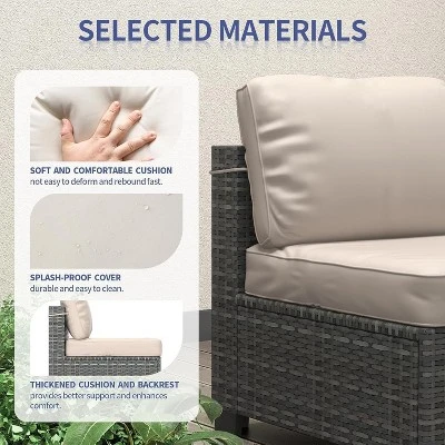 Garvee 7-Piece Patio Furniture Set, Rattan Wicker Sectional With Cushions, Modular Conversation Couch Set For Porch, Garden, Or Deck 3 Garvee 7-Piece Patio Furniture Set, Rattan Wicker Sectional With Cushions, Modular Conversation Couch Set For Porch, Garden, Or Deck - Image 3