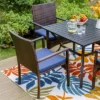 5pc Patio Dining Set With Square Metal Table & 4 PE Rattan Chairs - Captiva Designs